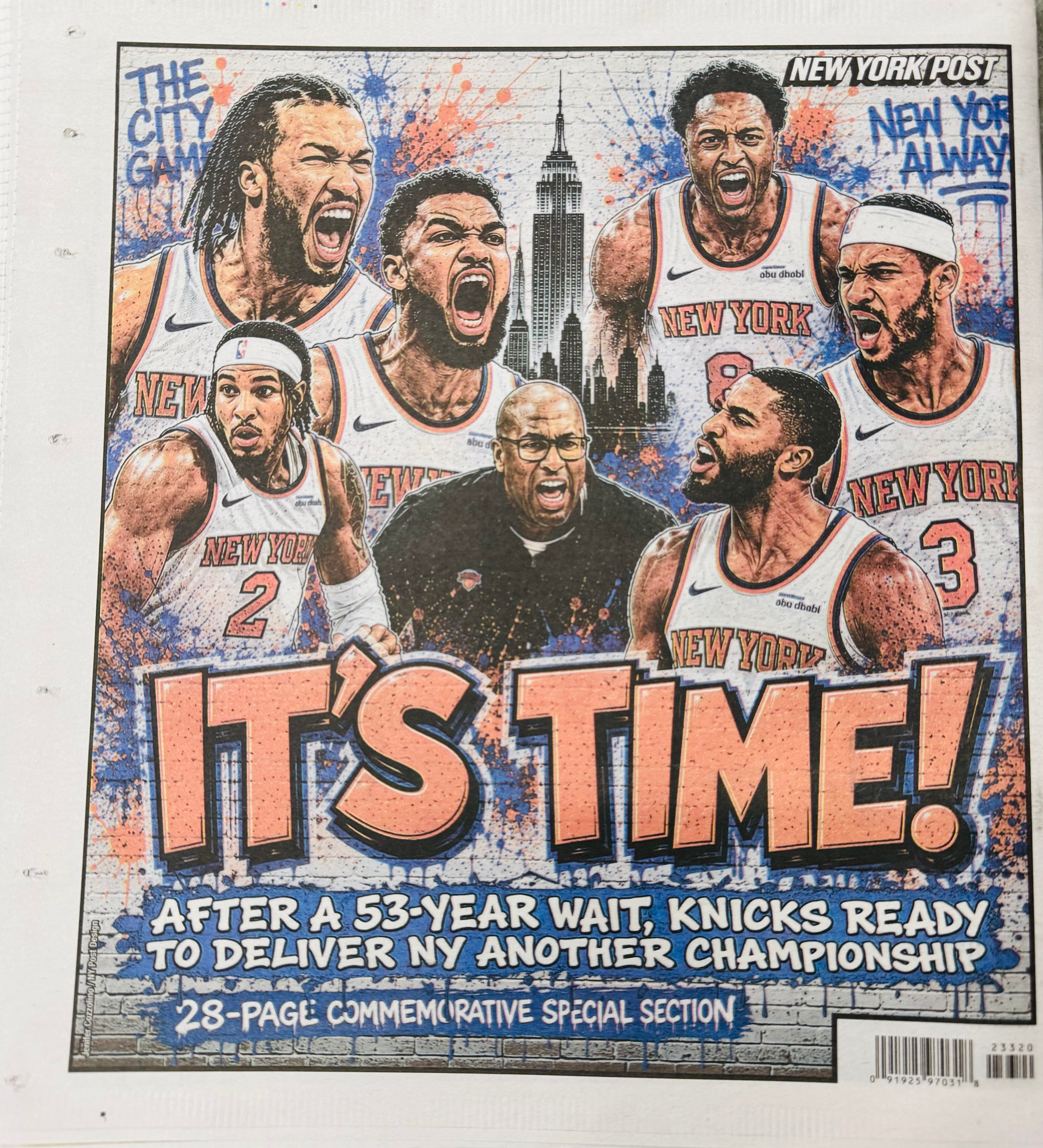 NEW YORK POST KNICKS: Full Newspaper with 28 Page Knicks Color Overwrap